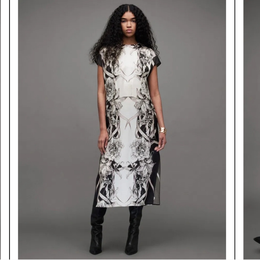Allsaints Etta Patie Silk Blend Maxi Dress